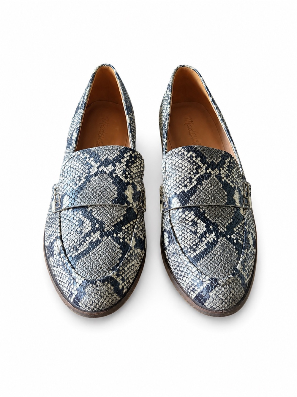 Madewell Alex Snake Print Leather Penny Loafers Size 8